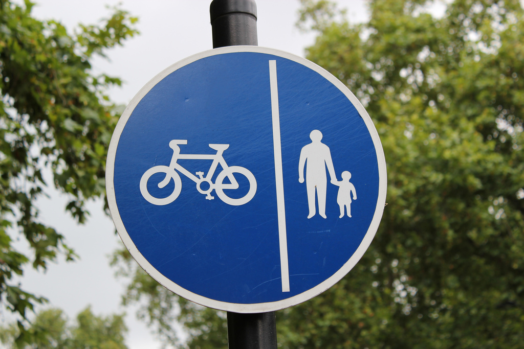 Classic cyclist and pedestrian sign in London